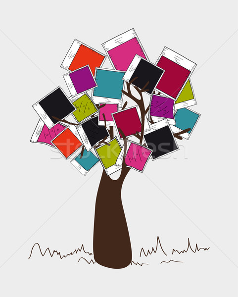 Vintage colors instant photo tree Stock photo © cienpies