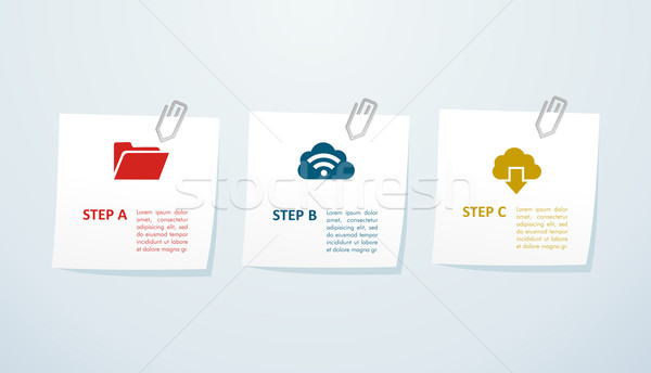 Cloud storage info graphic steps. Stock photo © cienpies