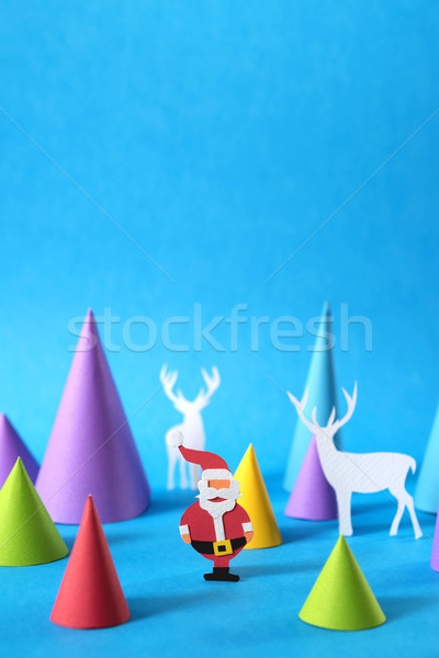 Christmas colorful paper cut santa copy space card Stock photo © cienpies