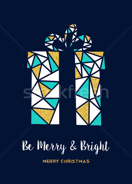 Merry Christmas gold glitter box greeting card Stock photo © cienpies