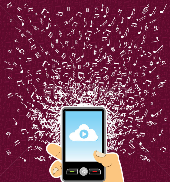 Human hand  smart phone music notes splash Stock photo © cienpies