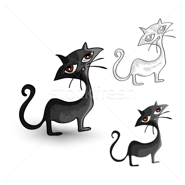 Halloween monsters isolated spooky black cats set. Stock photo © cienpies