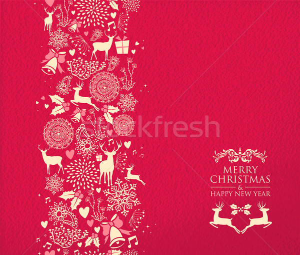 Merry christmas happy new year pattern deer red Stock photo © cienpies