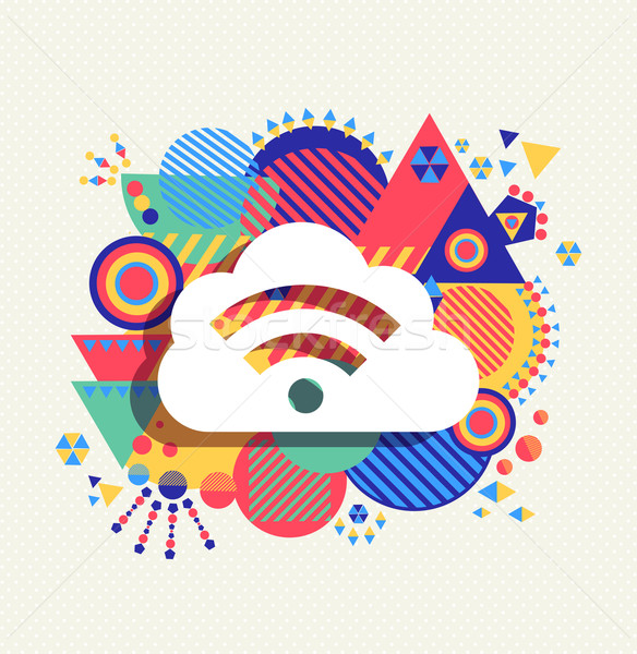 Cloud Computing Symbol lebendige Farben Illustration Stock foto © cienpies