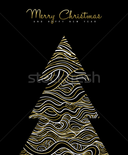 Stock fotó: Arany · absztrakt · karácsonyfa · ünnep · üdvözlőlap · design · vidám