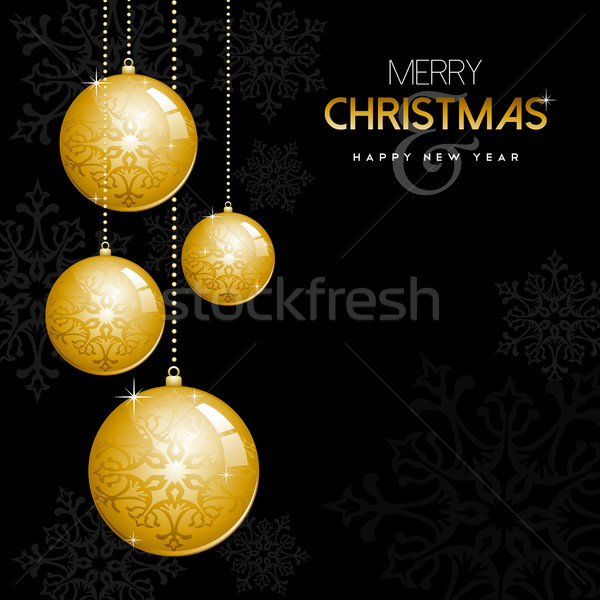 Gold Christmas and new year ornament bauble balls Stock photo © cienpies