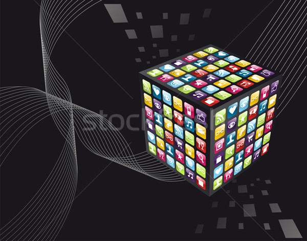 Global iphone apps icons cube  Stock photo © cienpies