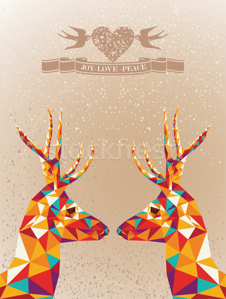 Merry Christmas colorful reindeers shape. Stock photo © cienpies