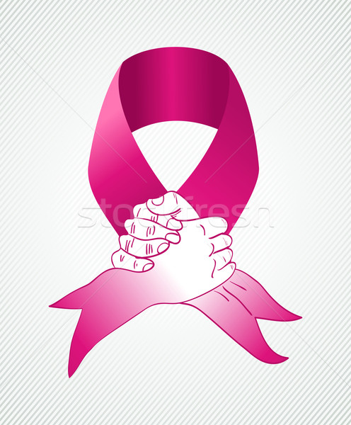 ストックフォト: グローバル · 乳癌 · 認知度 · 人間 · 手 · リボン