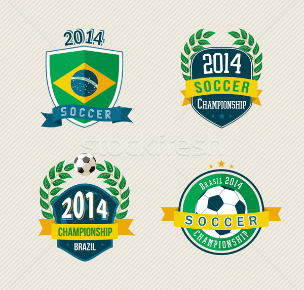 Foto stock: Brasil · futebol · vintage · conjunto · eps10