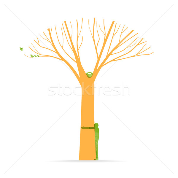 Arbre hug illustration vert nature amour [[stock_photo]] © cienpies