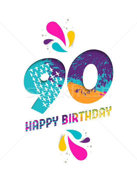 Happy birthday 90 year paper cut greeting card Stock photo © cienpies