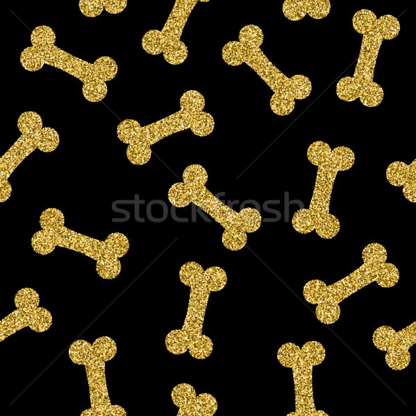 Gold dog bone seamless pattern golden glitter art Stock photo © cienpies
