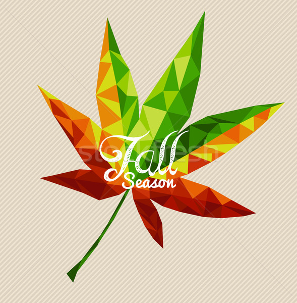 Fall season text with triangles leaf shape background EPS10 file Stock photo © cienpies