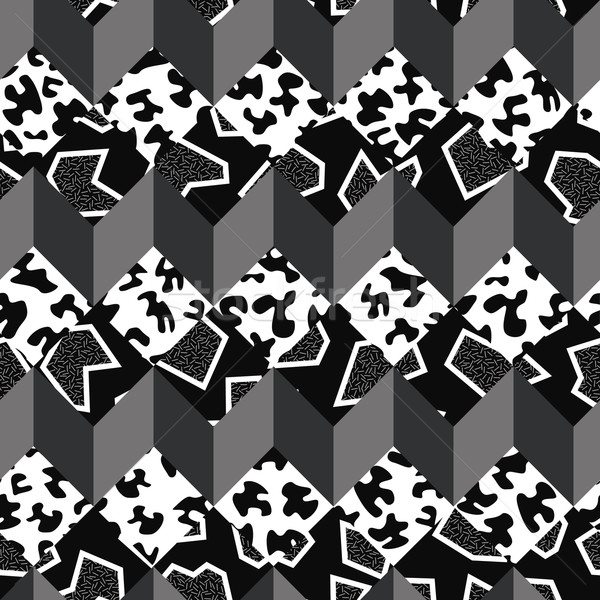 Czarno białe 80s geometria retro streszczenie Zdjęcia stock © cienpies