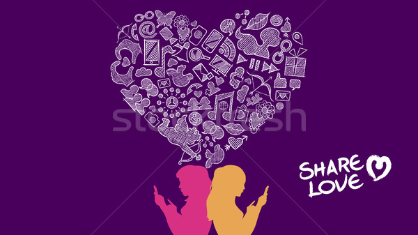 Foto stock: Medios · de · comunicación · social · amor · lesbianas · diseno · Internet · ilustración