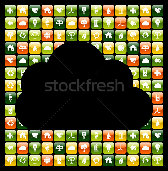 Global mobile phone green apps icons cloud Stock photo © cienpies
