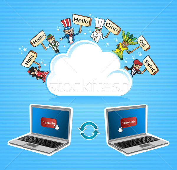 Cloud Computing online global Sprache Übersetzung App Stock foto © cienpies
