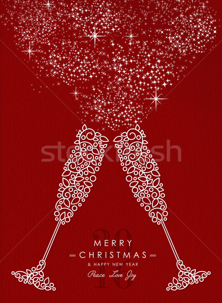 Merry christmas new year outline glass toast deco Stock photo © cienpies