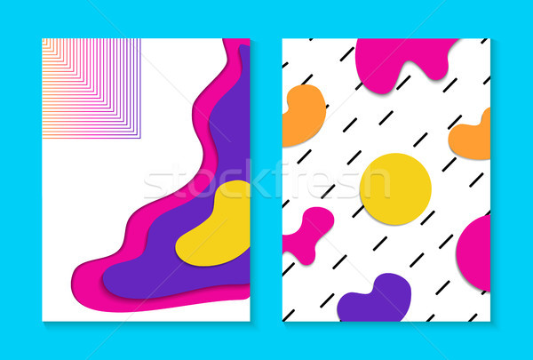 Abstract memphis colorful card background set  Stock photo © cienpies