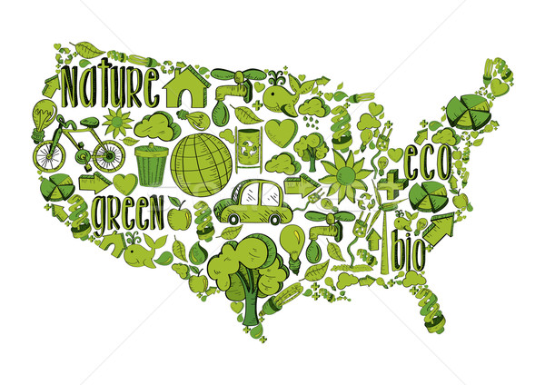 ストックフォト: 緑 · 米国 · 環境の · アイコン · 手描き