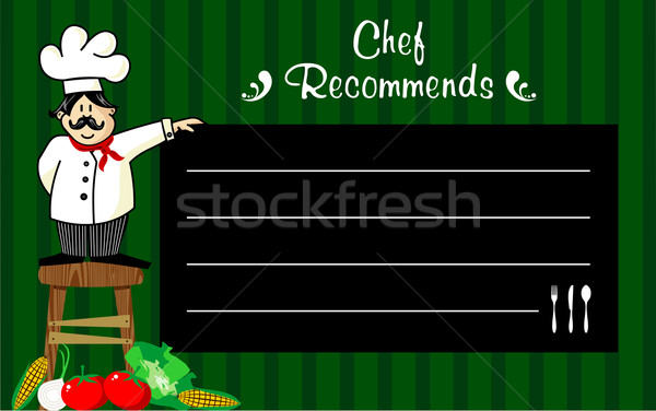 Chef with a blackboard for his recommendations  Stock photo © cienpies