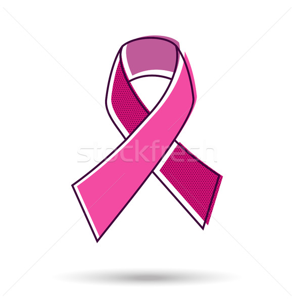 Pink ribbon in line art style for breast cancer Stock photo © cienpies