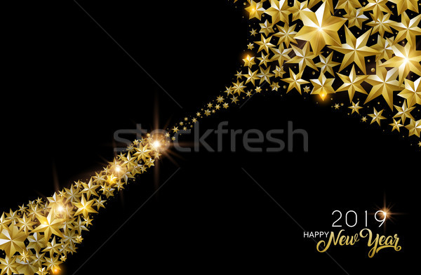 Happy New Year 2019 party drink made of gold stars Stock photo © cienpies