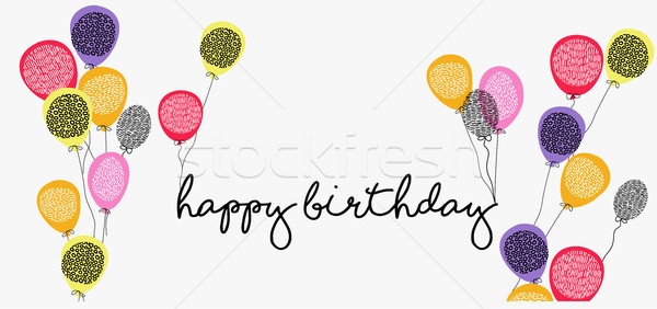 Happy birthday web banner with party balloons Stock photo © cienpies