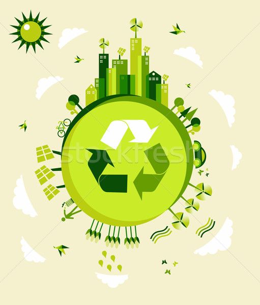 Groene aarde illustratie wereldbol globale duurzaam Stockfoto © cienpies