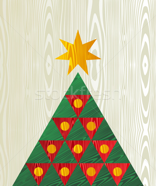 Stok fotoğraf: Noel · ağacı · ahşap · biçim · tebrik · kartı · vektör
