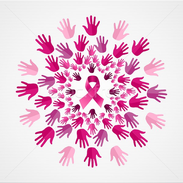 Breast cancer awareness pink hand mandala ribbon Stock photo © cienpies