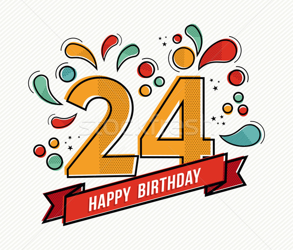 Colorful happy birthday number 24 flat line design Stock photo © cienpies