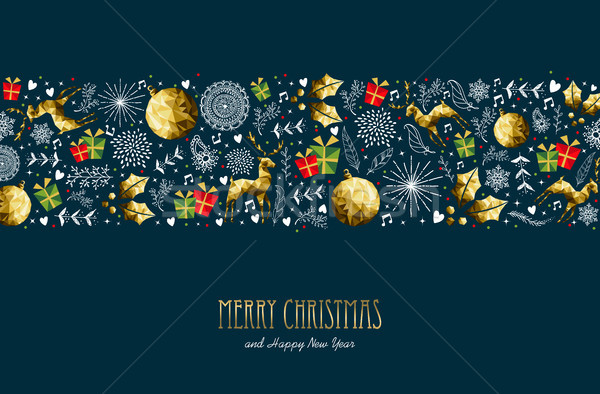 Crăciun anul nou aur scazut model card Imagine de stoc © cienpies