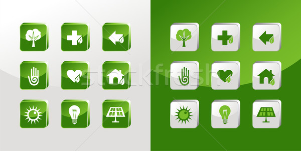 Go Green icons set Stock photo © cienpies