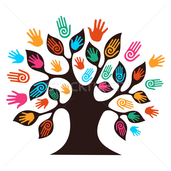 Isolé diversité arbre mains illustration vecteur [[stock_photo]] © cienpies