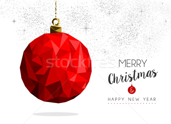 Red christmas bauble ornament greeting card design Stock photo © cienpies