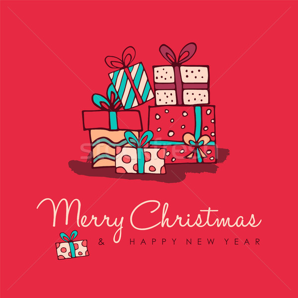 Christmas new year cute cartoon decoration card Stock photo © cienpies
