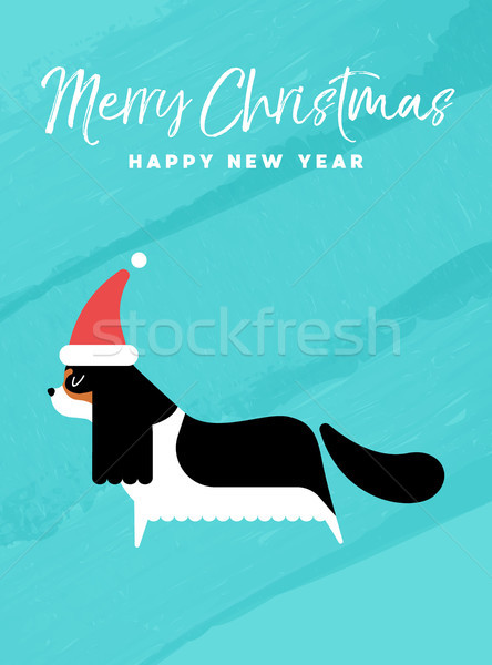 Foto stock: Natal · ano · novo · férias · cão · cartão · alegre