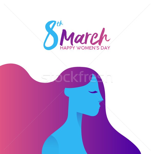 Happy Womens Day 2018 woman face greeting card Stock photo © cienpies