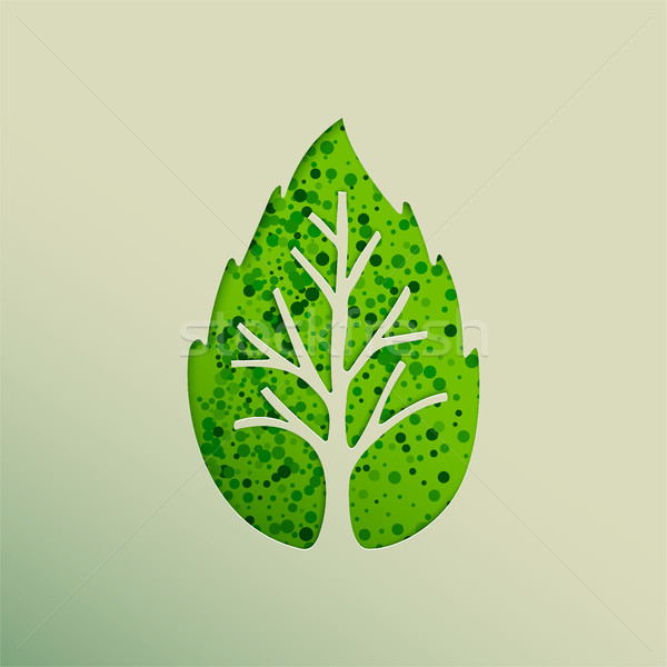 Green leaf tree paper cut for nature concept Stock photo © cienpies
