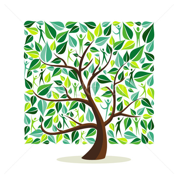 Green tree with people for nature care concept Stock photo © cienpies