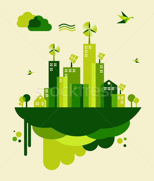 Green city concept illustration Stock photo © cienpies