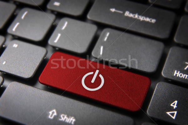 Red power off keyboard key, technology background Stock photo © cienpies