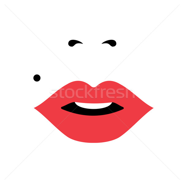 Girl face with red lipstick, women's day concept art Stock photo © cienpies