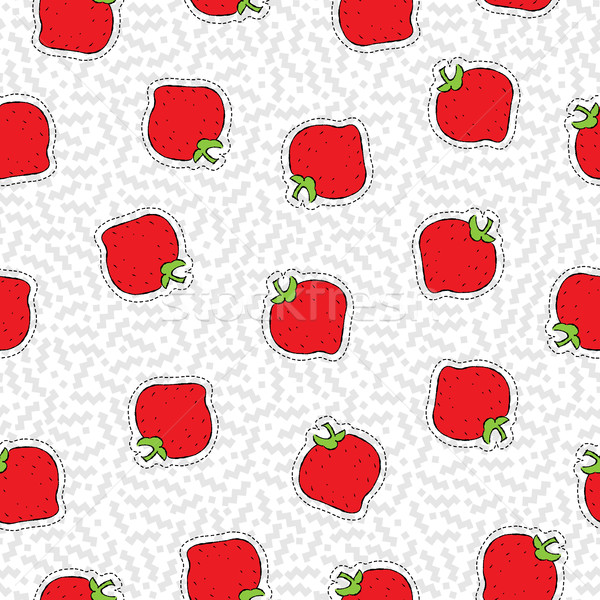 Hand drawn strawberry patch icon seamless pattern Stock photo © cienpies