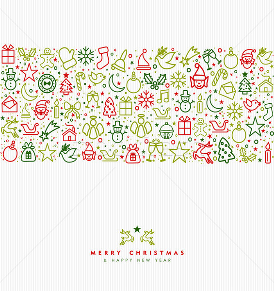 Weihnachten Urlaub line Kunst Symbol Grußkarte Stock foto © cienpies