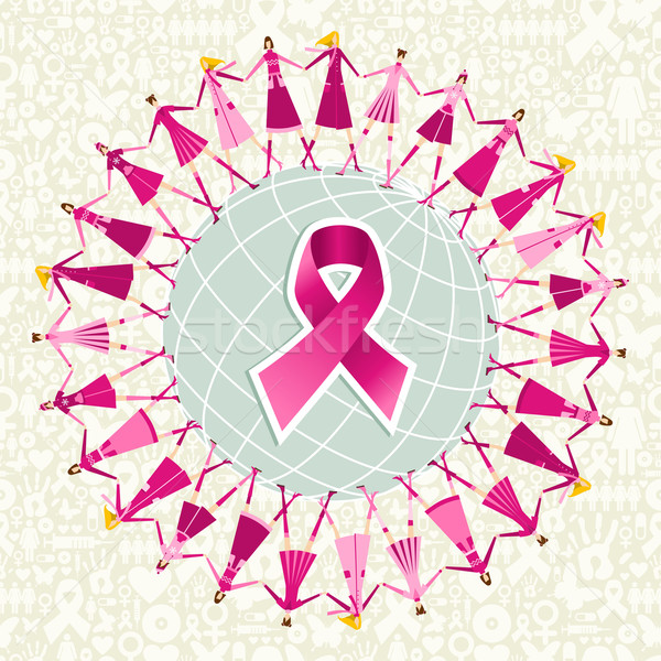 La nivel mondial cancerul de san constientizare pasă glob panglică Imagine de stoc © cienpies