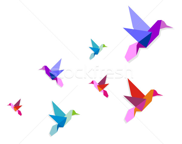 [[stock_photo]]: Groupe · origami · dynamique · couleurs · vecteur