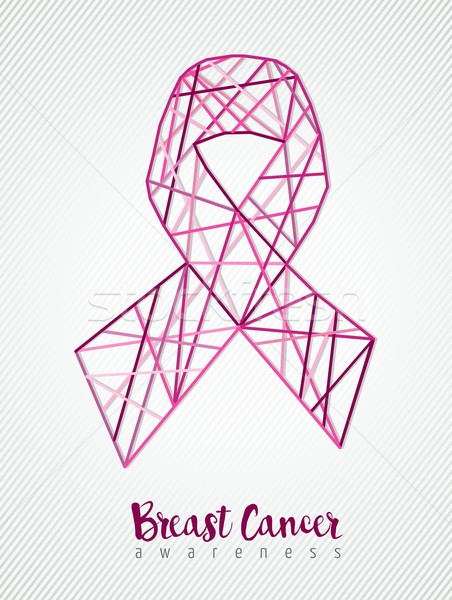 Breast cancer awareness pink ribbon line geometry Stock photo © cienpies